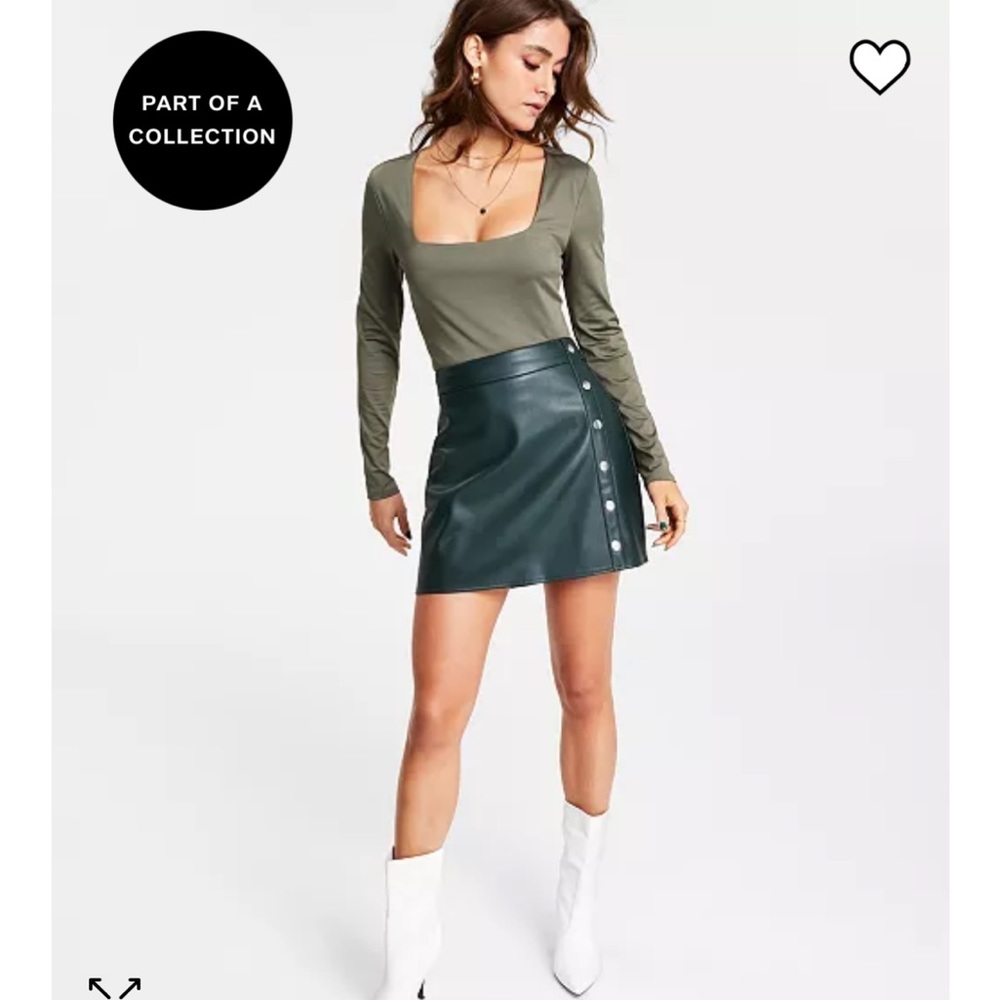 Faux-Leather Studded Mini Skirt from Bar III